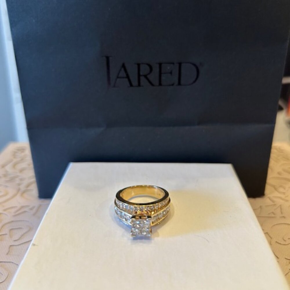 Jared Diamond Engagement Ring 2-5/8 CT Tw Princess/Round 14K Yellow Gold - Picture 6 of 16